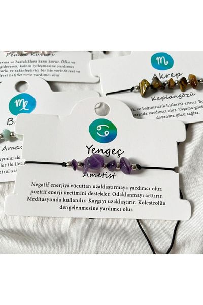 Atölye Merdiven Horoscope Bracelet and Anklet Cancer Amethyst Stone
