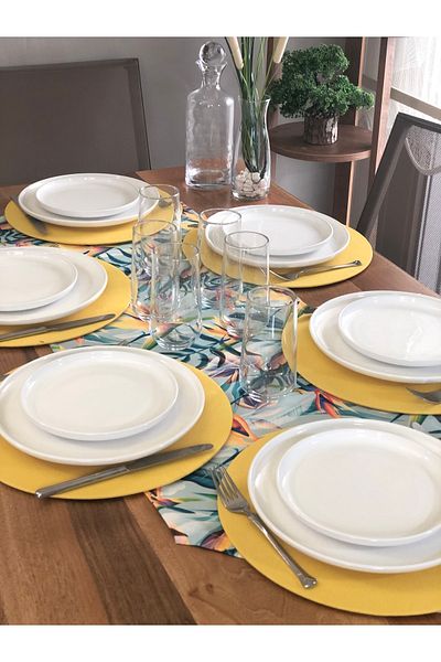 desen izmir American Service, 6-Piece Plate and Runner Casablanca Flower Tk3