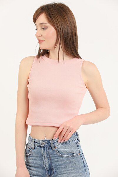 TİODES Γυναικεία μπλούζα με λαιμόκοψη σε πούδρα 2 τεμαχίων