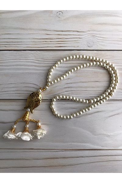 DuhaİslamiHediyelik Πολυτελές Guipure Shawl Luxury Rose Pearl Tasbih Dowry Bundle Home Concept