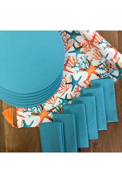 desen izmir American Service, 6 Napkins, 6 Napkins and Runner Starfish Tk6