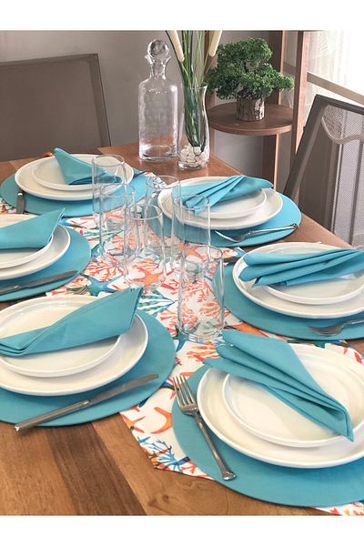 desen izmir American Service, 6 Napkins, 6 Napkins and Runner Starfish Tk6