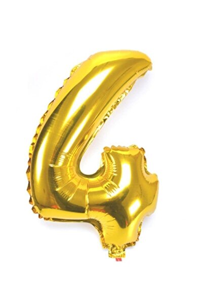 Happyland 4 Rakamı 100 Cm. Altın Rengi Folyo Balon
