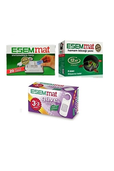 Esemmat Sivrisinek Kovucu Tablet + Güve Stop 3 Askı + 3 Çekmece + Hamam Böceği Yemi