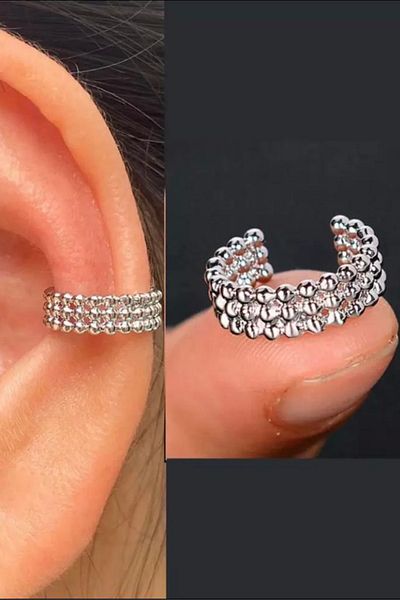 Jaida Moda Women's Silver Color Non-Perforated Compressed Steel Cartilage Earrings