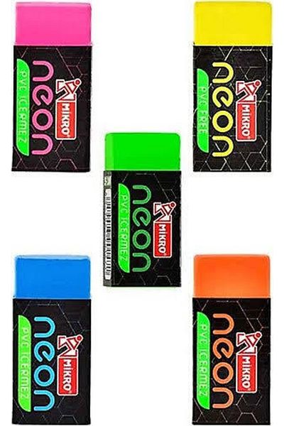 Mikro Neon Eraser Set of 5