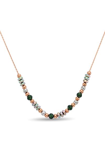 Argentum Concept Yeşil Kristal Taşlı Gümüş Hematit Dizi Kolye - 23172401