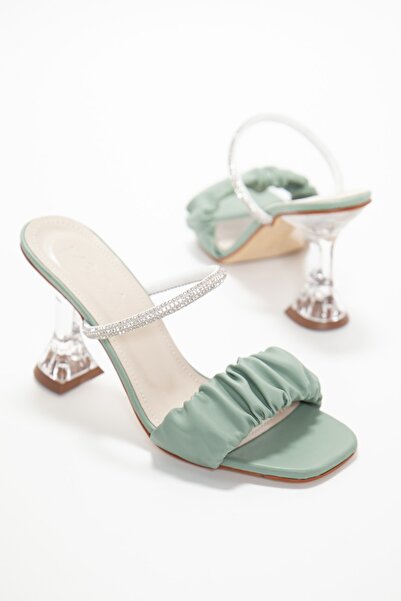 GULT Ženske tanke providne štikle Muaddi Papuče zelene