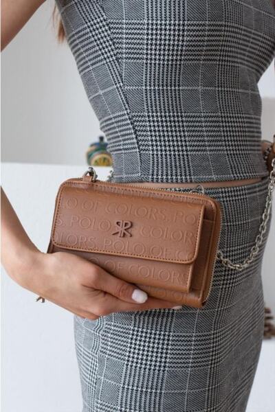 ImPolo محفظة نسائية وحقيبة كتف بطبعة مخططة من Farah، مقاس 14x20