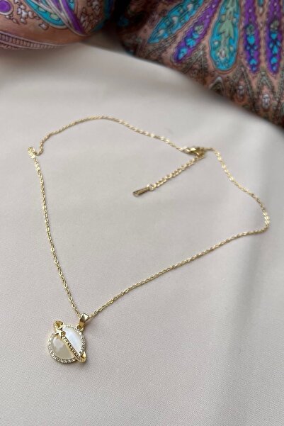 novon Satürn Model Içi Sedef 316l Çelik Kolye