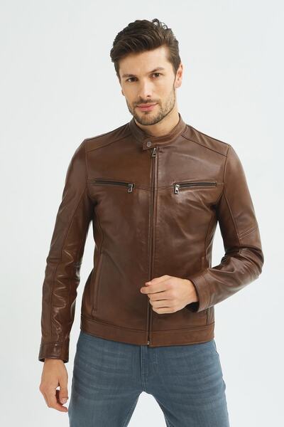 İkbal Bob Kahverengi Hakiki Deri Mont Erkek