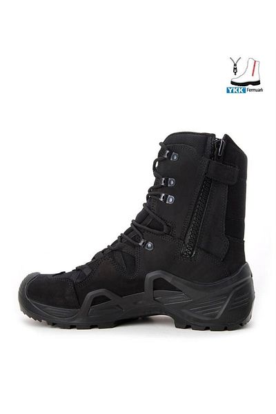 YDS Astor Zip Boots - Black, Genuine Leather, Professional Zip-Up Military Tactical Boots