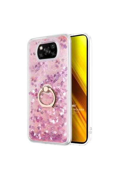Microsonic Xiaomi Poco X3 Nfc Kılıf Glitter Liquid Holder Pembe