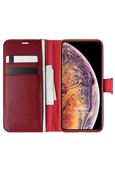 Microsonic Apple Iphone Xs Max Kılıf Delux Leather Wallet Kırmızı