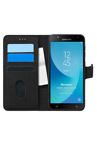 Microsonic Galaxy J7 Core Kılıf Fabric Book Wallet Siyah