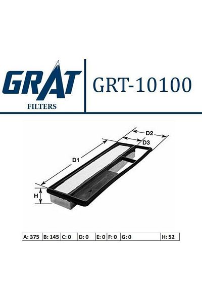 GRAT Air Filter Compatible Fit:Albea 1.3Jtd-Doplo-Fiorino-Idea-Panda-Punto-Punto Evo-500/) Grt-10100