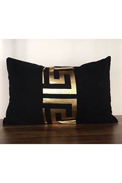 KIRLENTİM Μαύρο φόντο στη μέση του λαβύρινθου Χρυσό φύλλο μαξιλαροθήκη-5030