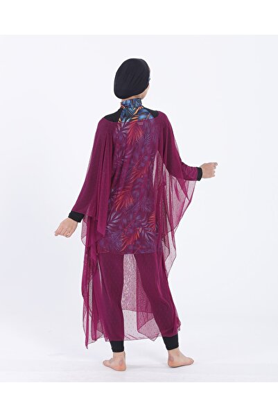 vawensea Women's Hijab Swimsuit V Neck Kaftan Pareo Cherry Rotten