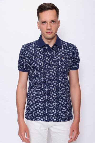 U.S. Polo Assn. Ανδρικό μπλουζάκι με μοτίβο πόλο με γιακά Navy Blue