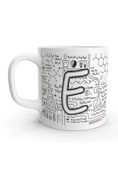 Rock'n Fox Letter E Chemistry Formula Science Design Mug with Letter