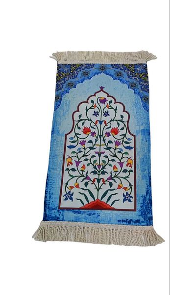 hicazavm Small Size Children's Prayer Rug with Tulip Ivy Model Prayer Worship