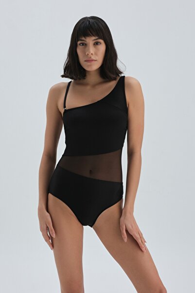 Dagi Costum de baie negru cu un singur umăr