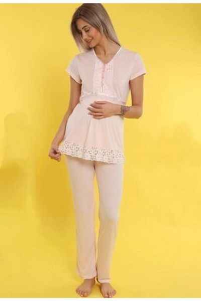 Tuba 7214 Plus Size Viscose Long Sleeve Pink Pajamas Set