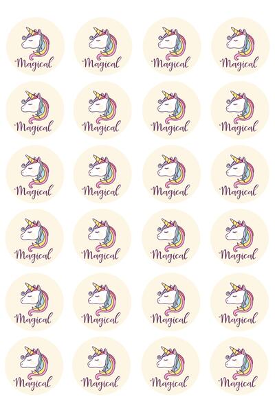 hedimo Unicorn 24'lü Resimli Yenilebilir Pasta Ve Kurabiye Baskı Kağıdı