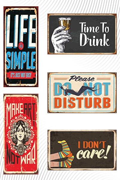 hediyeniburadabul Set de tablouri scrise din 5 piese