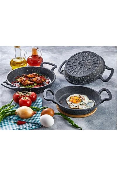 edahome Eda Üclü Cast Iron Sahan Set 18 Cm 20cm 22cm