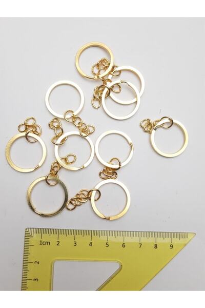 Genel Markalar Altın Renginde Metal Çelik Anahtarlık Halka Klipsi 1 Poşette 10 Adet