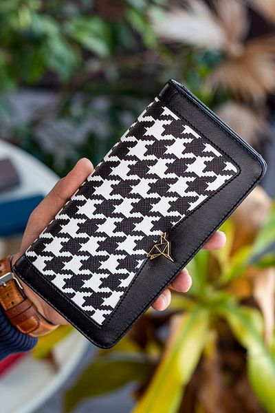 Garbalia Montana Crow's Foot Pattern Slim Women's Wallet with Coin Compartment