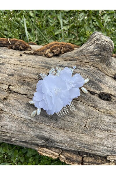 Pearly Handmade Agrafă de păr cu perle de cristal cu flori albe, nuntă, logod...