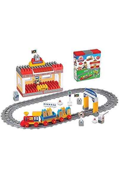 DEDE Railway Train Set 65 Piece Building Toy Blocks Set