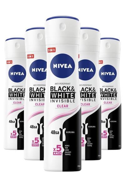 NIVEA Invisible Black White Clear Bayan Deodorant 150 ml X5
