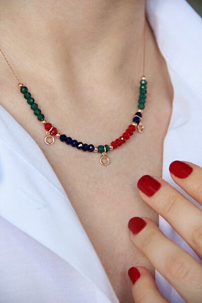 Argentum Concept Renkli Kristal Taşlı Kalp Figürlü Gümüş Kolye N172101