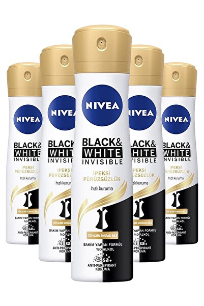 NIVEA Invisible Black White İpeksi Pürüzsüzlük Deodorant 150 ml  X5