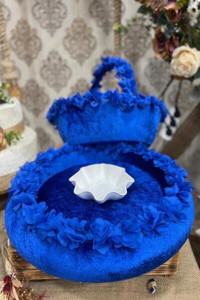 ZEYMERADE صينية الحناء الزرقاء ثلاثية الأبعاد وسلة لوازم ليلة الحناء من ساكس