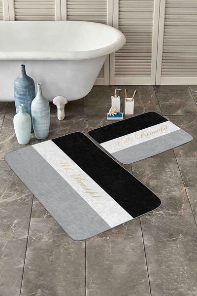 Realhomes Pastel Colored Hello Beatiful Themed 2-Piece Non-Slip Base Bathroom...