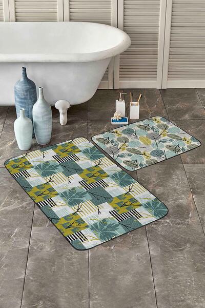 Realhomes طقم سجادة للحمام والمطبخ مكون من قطعتين بتصميم خاص مطبوع رقميًا على...