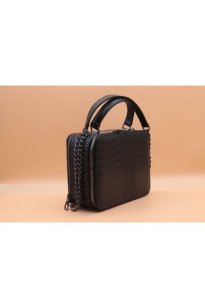Armine Black Croco Women's Bag - 122 Model