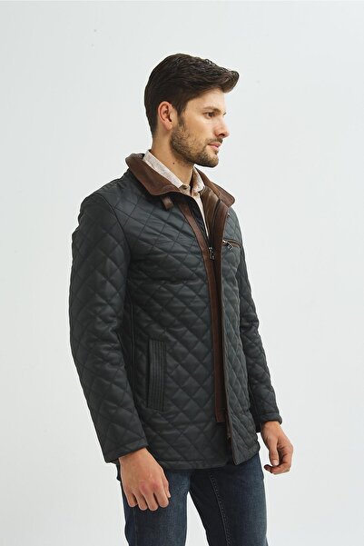 İkbal Julian Black Genuine Leather Coat Men