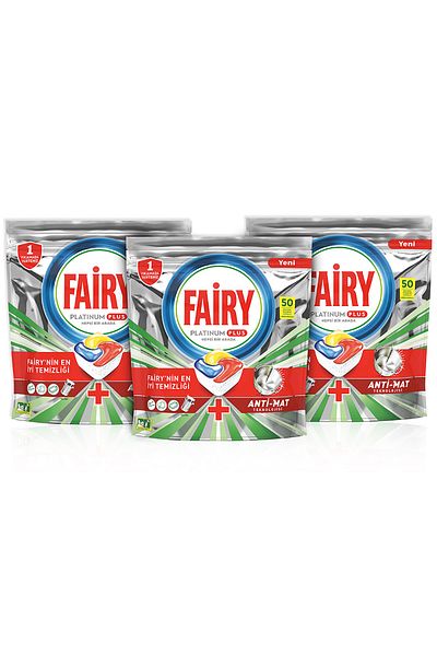 Fairy Platinum Plus 50 Wash Dishwasher Detergent Tablet / Capsule X3