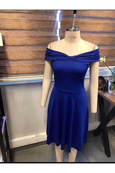 Secret Passion Lingerie Likralı Kumaş Madonna Yaka Midi Boy Omuz Dekolteli Kloş Midi Elbise Abiye Elbise 58928 671