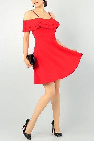 Secret Passion Lingerie Red Lycra Crepe Fabric - Two Layers Neckline and Straps Homecoming Dress 014