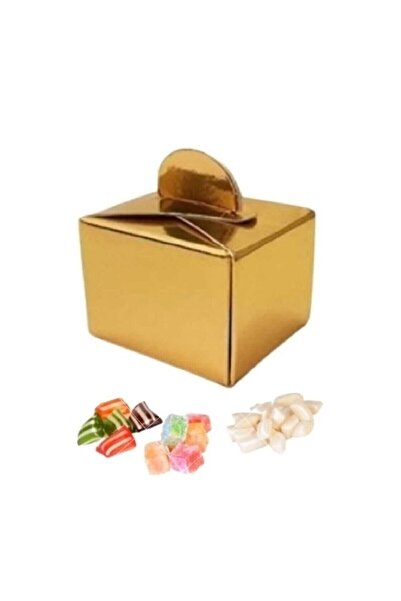Parti dolabı 50 Adet Gold Renk Lokum Ve Şeker Kutusu Altın Sarısı