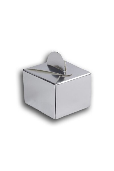 Parti dolabı 50 Adet Gümüş Renk Lokum Ve Şeker Kutusu Gri Parlak