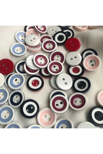 Bukle İplik 23 Size Two Holes Burgundy White Layered Button (50 Pieces)