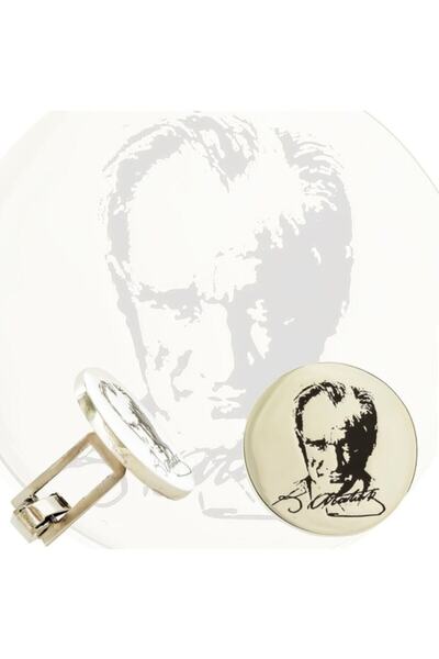 Gökdeniz 925 Kemal Atatürk Imzalı Tasarım Gümüş Erkek Hediyelik Kol Düğmesi