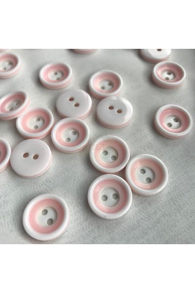 Bukle İplik 23 Size Two Holes Pink White Folded Button (20 Pcs)